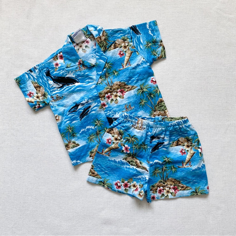 Hawaiian Print Cotton Shirt & Shorts 2 Piece Set 12M